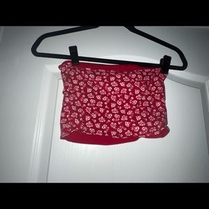 REVERSIBLE RED AND ROSES TOP